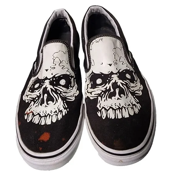 VANS Skull Glow-in-the-Dark Slip On Shoes Size M9.5 W11
