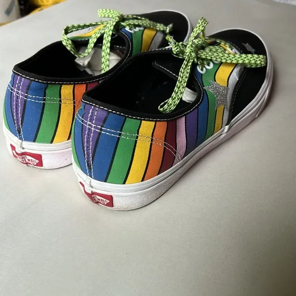 Vans Unisex Refract Rainbow Black Canvas Sneakers 11 Men’s Custom Stars