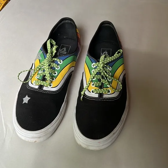 Vans Unisex Refract Rainbow Black Canvas Sneakers 11 Men’s Custom Stars