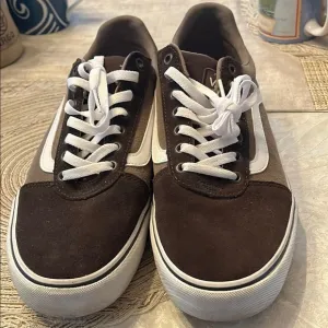 Vans Ward Deluxe Brown White Retro Suede Shoes Men’s Deluxe Comfort Size 13 EUC