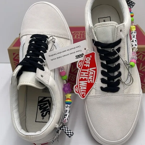 Vans White Sneakers with Colorful Charms