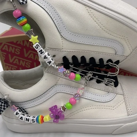 Vans White Sneakers with Colorful Charms