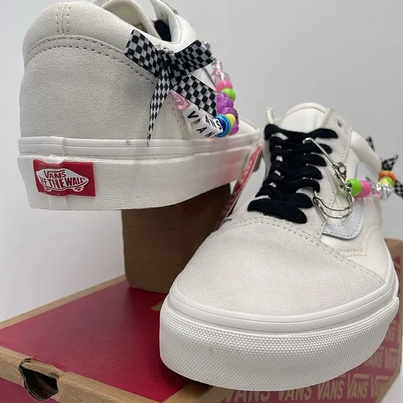 Vans White Sneakers with Colorful Charms