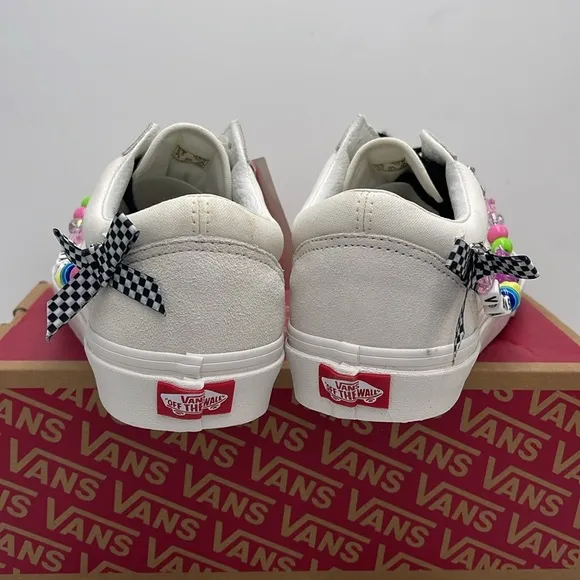 Vans White Sneakers with Colorful Charms