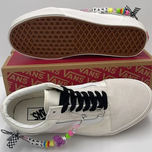 Vans White Sneakers with Colorful Charms