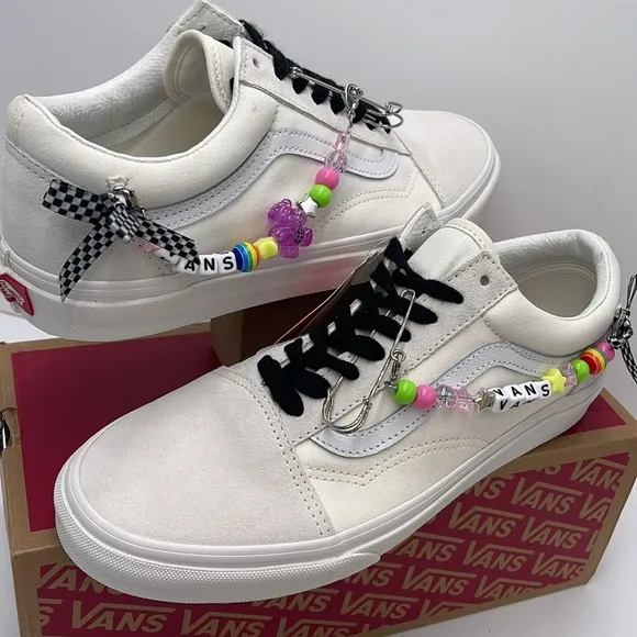 Vans White Sneakers with Colorful Charms