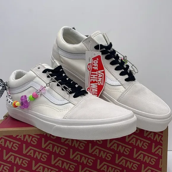 Vans White Sneakers with Colorful Charms