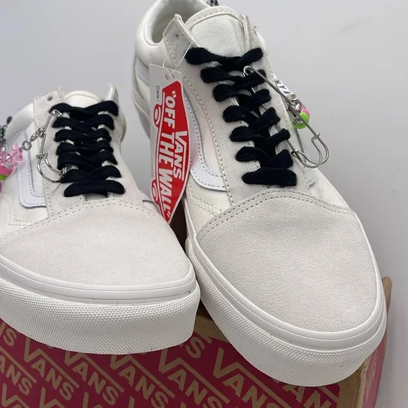 Vans White Sneakers with Colorful Charms