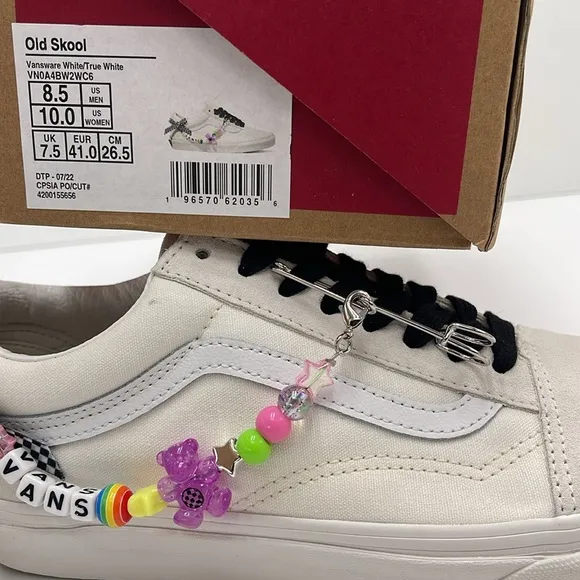 Vans White Sneakers with Colorful Charms
