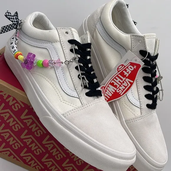 Vans White Sneakers with Colorful Charms