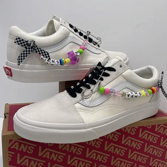 Vans White Sneakers with Colorful Charms