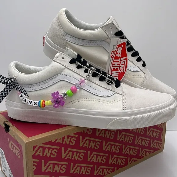 Vans White Sneakers with Colorful Charms