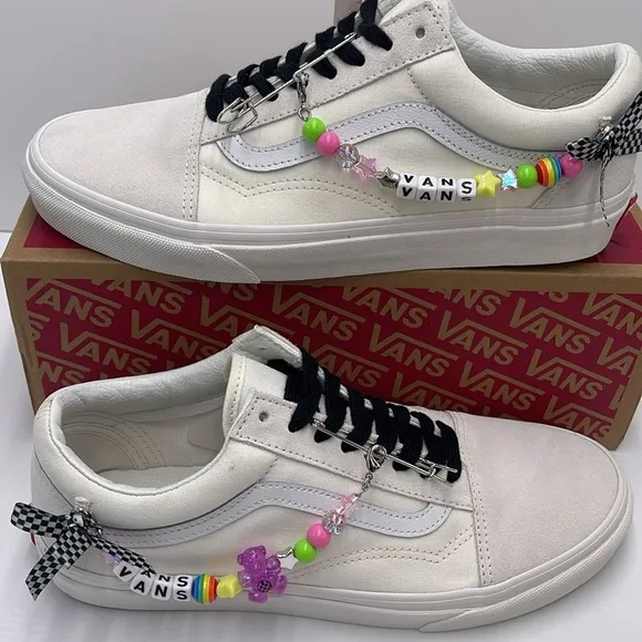 Vans White Sneakers with Colorful Charms