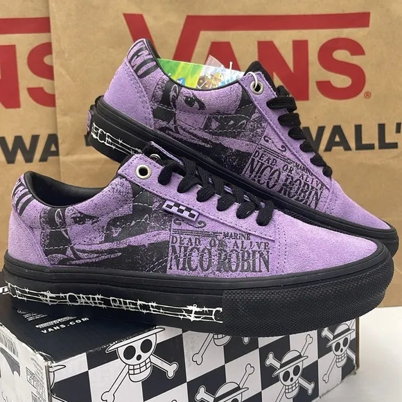 Vans WMNS Purple Graphic Sneakers Skate Old SkoolOne Piece Wanted Nico Robin