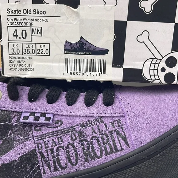 Vans WMNS Purple Graphic Sneakers Skate Old SkoolOne Piece Wanted Nico Robin