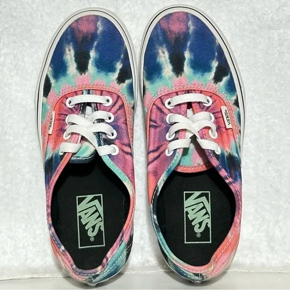 Vans Womens Authentic Tie Dye Blue/Pink OffTheWall Canvas Sneakers Shoes SZ US 7