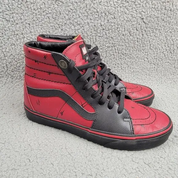 Vans X Marvel SK8 Hi Deadpool Sneakers Unisex M7.5 W9 Black Red Limited Edition