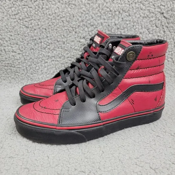 Vans X Marvel SK8 Hi Deadpool Sneakers Unisex M7.5 W9 Black Red Limited Edition