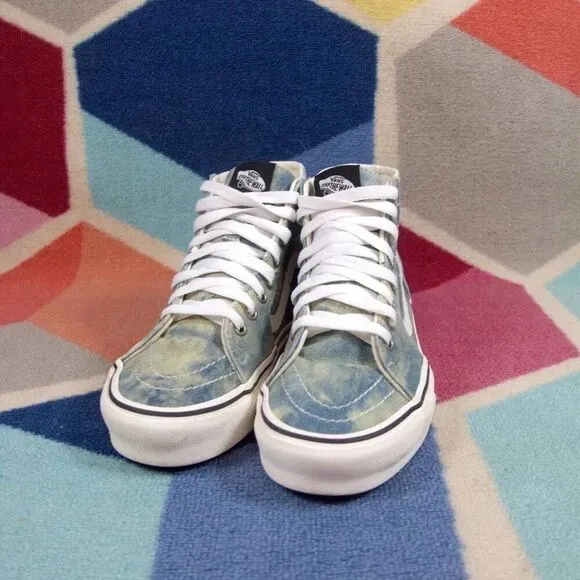 VANS SK8-HI Tapered Denim Embroidery Skull Sneakers size 6.5