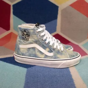 VANS SK8-HI Tapered Denim Embroidery Skull Sneakers size 6.5