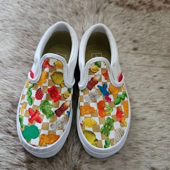 VANS x Haribo Kids Unisex Slip-On Gummy Bear Checker Print Sneaker Size 11.5 NEW