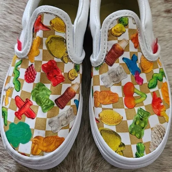 VANS x Haribo Kids Unisex Slip-On Gummy Bear Checker Print Sneaker Size 11.5 NEW