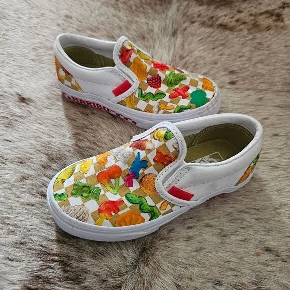 VANS x Haribo Kids Unisex Slip-On Gummy Bear Checker Print Sneaker Size 11.5 NEW
