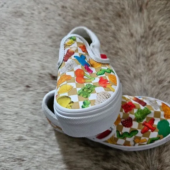 VANS x Haribo Kids Unisex Slip-On Gummy Bear Checker Print Sneaker Size 11.5 NEW