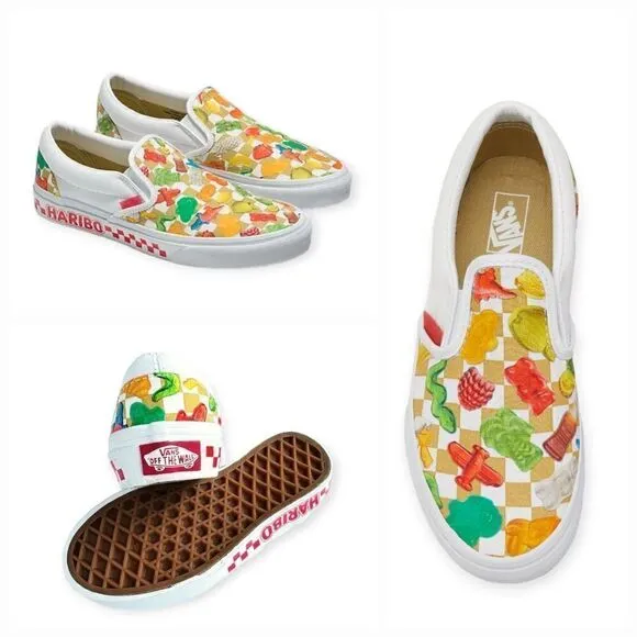 VANS x Haribo Kids Unisex Slip-On Gummy Bear Checker Print Sneaker Size 11.5 NEW
