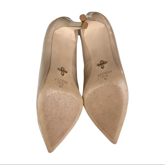 Veerah Shoes Women’s 9.5 High Heels Vegan Leather Tan/ Nude Pointed Toe