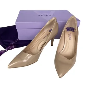 Veerah Shoes Women’s 9.5 High Heels Vegan Leather Tan/ Nude Pointed Toe