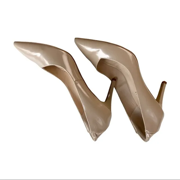 Veerah Shoes Women’s 9.5 High Heels Vegan Leather Tan/ Nude Pointed Toe