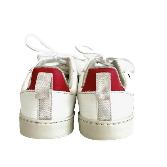 Veja Kids Sneakers White Red &amp; Blue Leather Lace-Up Sneakers Unisex Sz 1