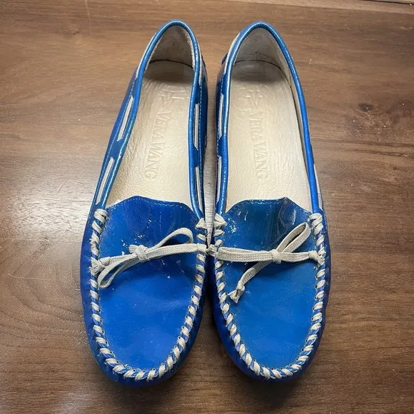 Vera Wang Patent Blue Leather Loafers Women's Size 9