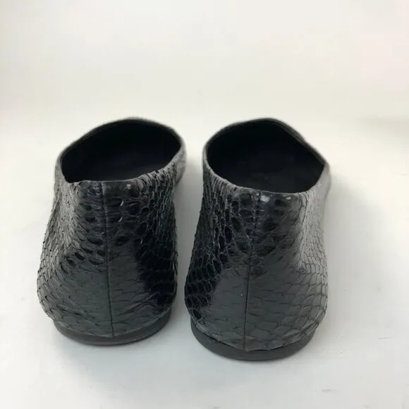 VERA WANG Women's Black Leather Shoes Ballet Flats Snake Skin 9.5 Com…