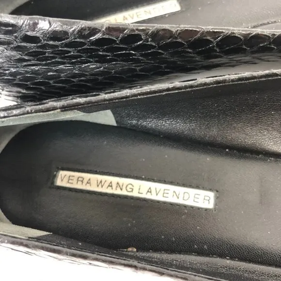 VERA WANG Women's Black Leather Shoes Ballet Flats Snake Skin 9.5 Com…