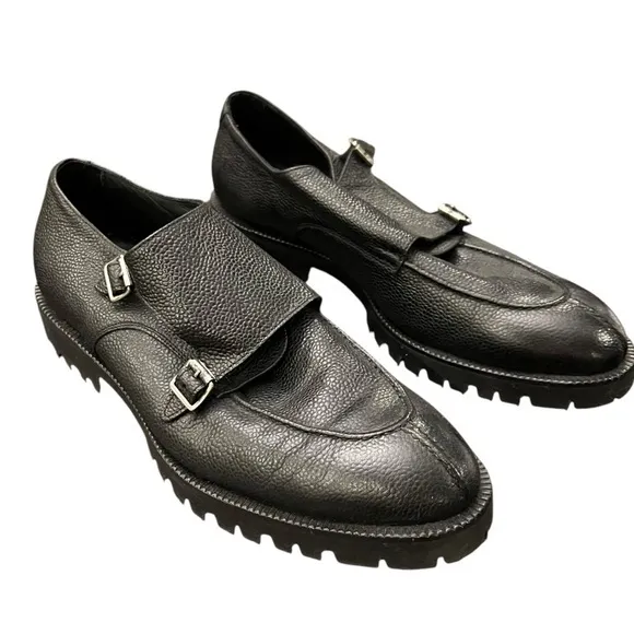 Vero Cuoio Double Monk‎ Strap Pebbled Leather Dress Shoes Mens Sz 11 Eva Light