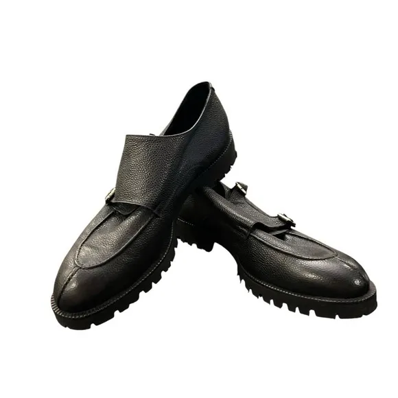 Vero Cuoio Double Monk‎ Strap Pebbled Leather Dress Shoes Mens Sz 11 Eva Light