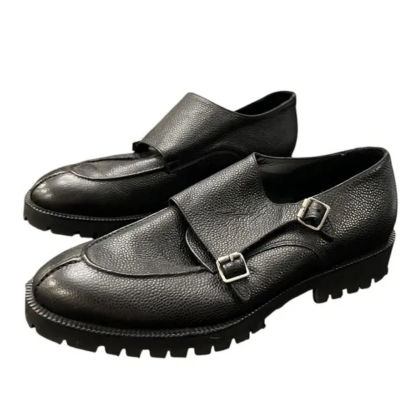 Vero Cuoio Double Monk‎ Strap Pebbled Leather Dress Shoes Mens Sz 11 Eva Light