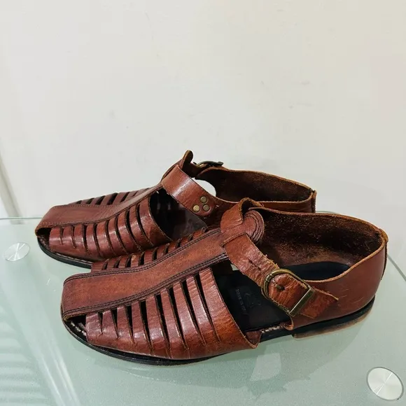 Vero Cuoio Men’s Brown Leather Sandals Super Soft , Comfort Size 8 Made In Italy