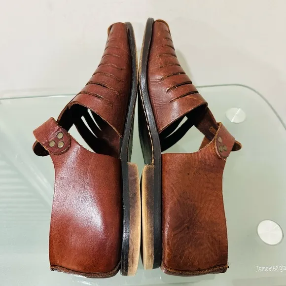 Vero Cuoio Men’s Brown Leather Sandals Super Soft , Comfort Size 8 Made In Italy