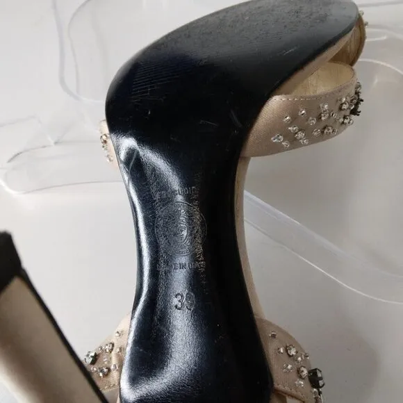 Versace Heel Sandals Ankle Strap Crystals Size 39