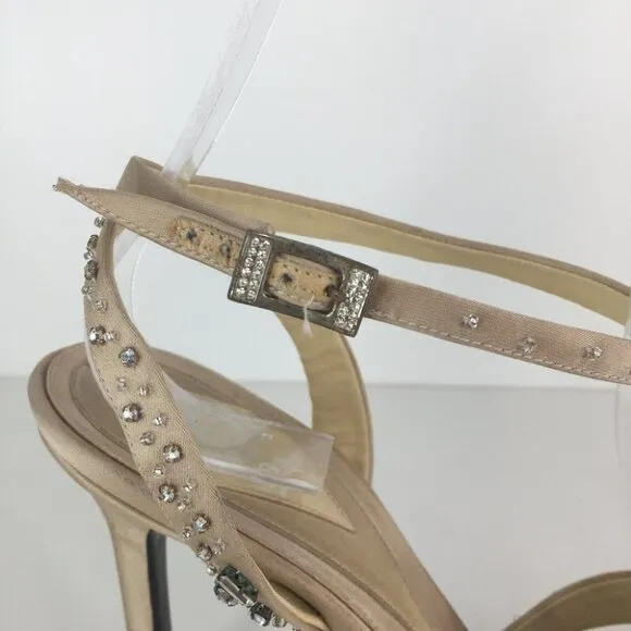 Versace Heel Sandals Ankle Strap Crystals Size 39