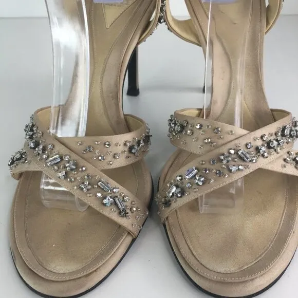 Versace Heel Sandals Ankle Strap Crystals Size 39