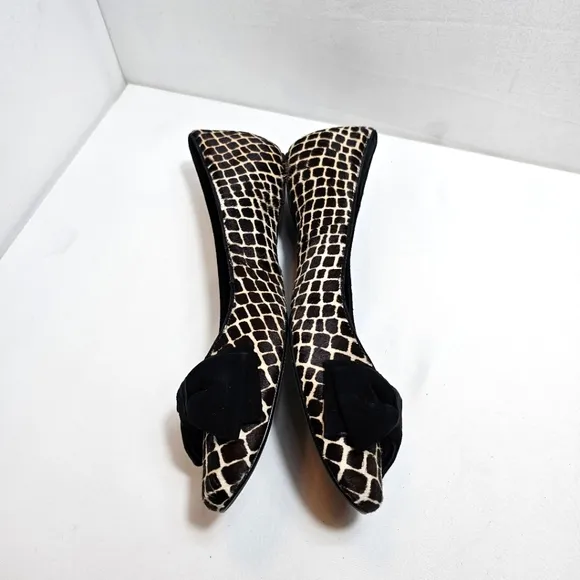 Via Spiga Calf Hair Leather Animal Print Flat Slip On Shoes Size 7.5