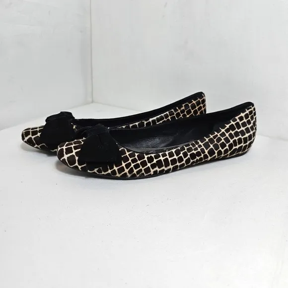 Via Spiga Calf Hair Leather Animal Print Flat Slip On Shoes Size 7.5