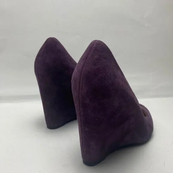 VIA SPIGA Purple Suede Wedge Heels Size 8.5