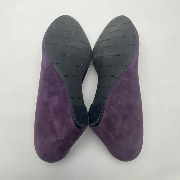 VIA SPIGA Purple Suede Wedge Heels Size 8.5