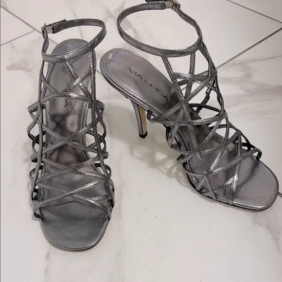 Via Spiga Women's Steel metal Strappy Heels
