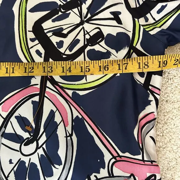 VILAGALLO Multicolor Silk Shift Knee Length Bicycle Dress Size 42 US Large